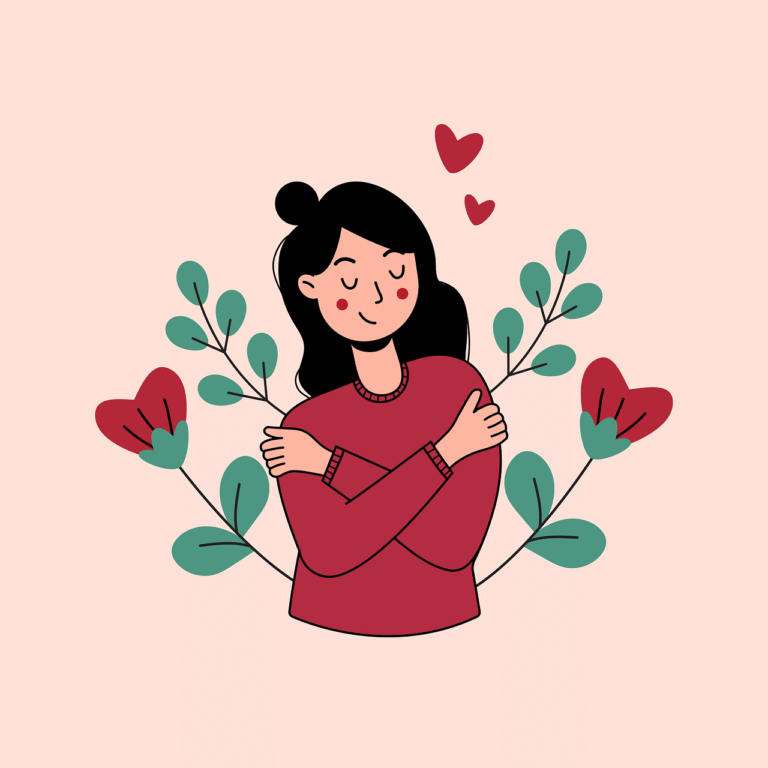 Mulher praticando autocuidado e amor-próprio em sua rotina diária.