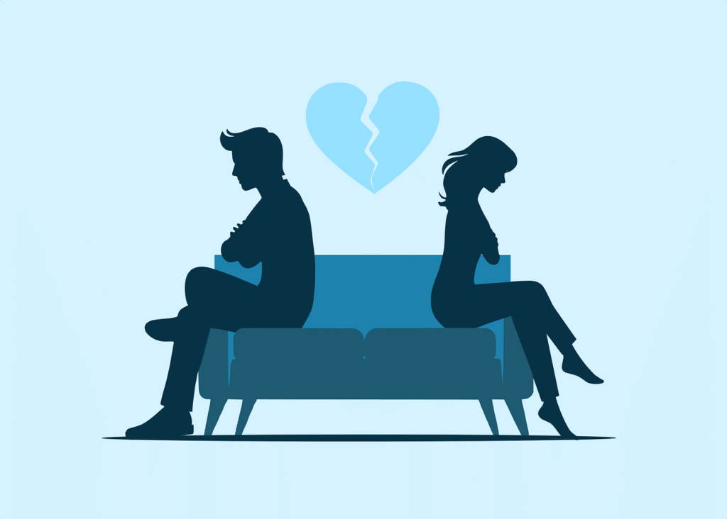 Por que é tão difícil sair de um relacionamento abusivo? – imagem representando distanciamento emocional e ruptura afetiva.